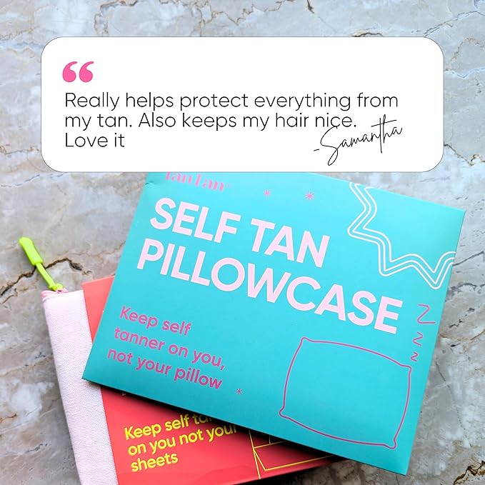 Tan Fan Self Tan Pillowcase - 100% Silky Soft Satin Pillow Case To Protect from Self Tanner Stains - Cooling Cover w Envelope Closure - Great For Hair and Skin - Fits Standard Size Pillows - Baby Pink