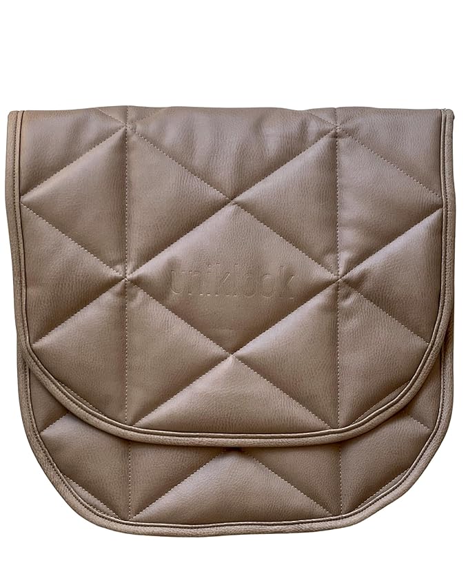 Quilted Padded Vegan Leather Portable Changing pad Mat | Play mat Baby Toddler Infant by Uniklook | Baby Diaper | Tummy Time Mat Crawling Play Time | Waterproof Baby Infant Floor Mat 16”x30” (Tan)