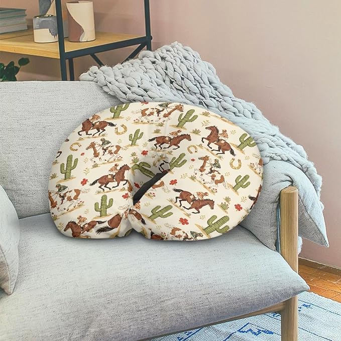 Jeiento Horse Race Nursing Pillow Cover Stretchy Removable Case for Breastfeeding Pillows Soft Comfortable Slipcover for U-Shaped Pillows