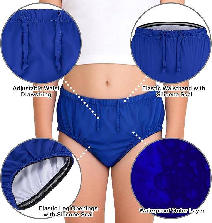Special Needs Reusable Swim Diaper – Waterproof & Leakproof Incontinence Swimwear for Toddler, Youth & Adult, Unisex Cloth Diaper Cover (Royal Blue, L)