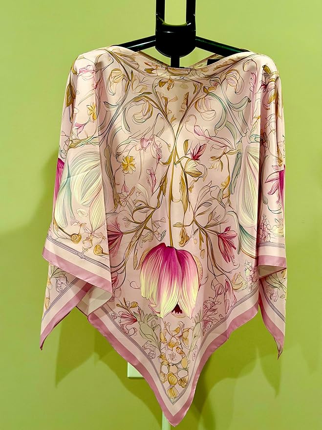 Le Veilea 3-in-1 Silk Nursing Cover - 100% Silk Twill Breastfeediing Cover, Baby-Friendly, Converts to Stylish Poncho & Refined Scarf, Lightweight & Breathable