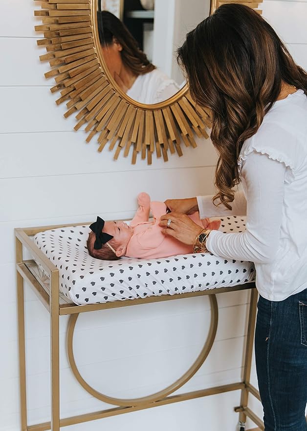 Premium Knit Diaper Changing Pad Cover Smitten by Copper Pearl
