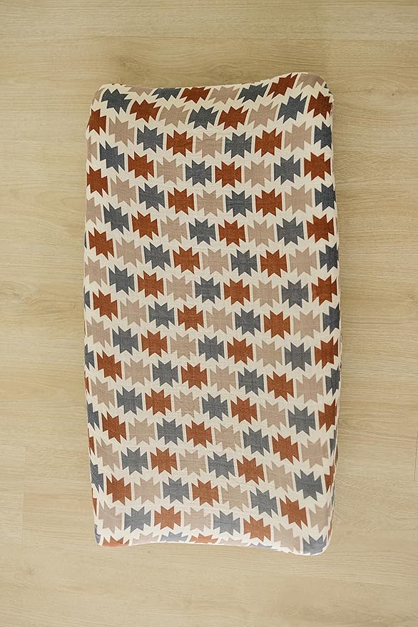 Mebie Baby Changing Pad, Western Aztec, 100% Muslin Cotton Changing Table Pad Cover for Baby Boy and Girl, Designer Nursery Decor Covers, Diaper Changing Pad Cover for Changing Station