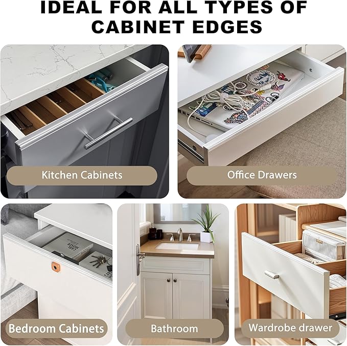 4pcs Cabinet Door Protector, Plastic Edge Protector Trash Drawer Protector Edge Guard, Slip on Protectors for Cabinets– 3/4" Thick, 24" Length, Prevent Wear, Chipping, Discoloration
