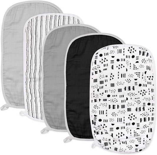 HonestBaby Baby Organic Cotton Multi-layer Burp Cloths Multipack, Pattern Play, One Size US