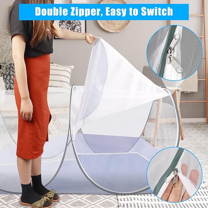 2 Pcs Extra Large Pop Up Mosquito Tent, Portable Foldable Mosquito Net for Bed Camping Travel Patio (78 * 41 * 31inch)