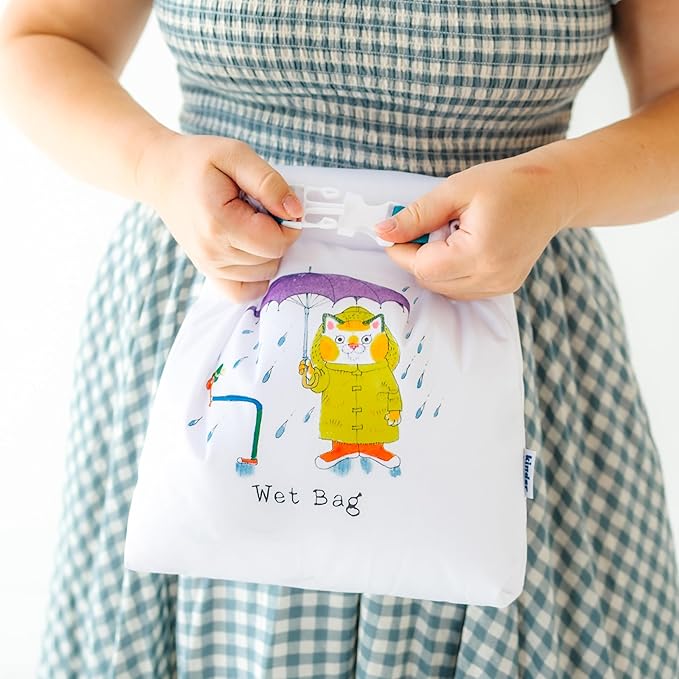 Kinder Cloth Diapers Reusable Baby Diapers Pocket Style Athletic Wicking Jersey, Wet Bag, Newborn to Potty Training 7-60lbs, One Size, Inserts NOT Included (Richard Scarry, 5 Pack, Without Inserts)