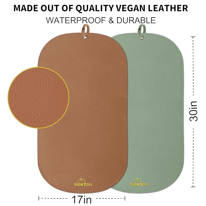 Portable Baby Diaper Changing Mat,Soft Faux Leather, Wipeable & Easy to Clean,for Home or Travel, Waterproof, with Storage Strap,Easily Put into Diaper Bag,30 x 17 in (Sage Green & Coffee)