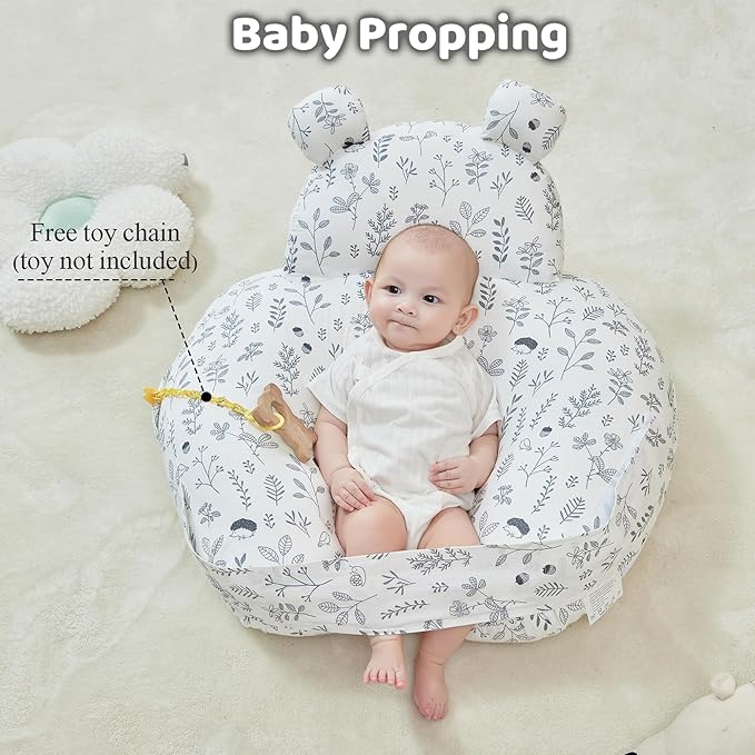 lasoftan Nursing Pillow for Breastfeeding, Breast Feeding Pillow for Mom Support, Adjustable Waist Strap and Removable Cotton Cover, Leaves