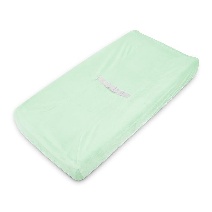 American Baby Company Heavenly Soft Chenille Fitted Contoured Changing Pad Cover, Mint, for Boys and Girls