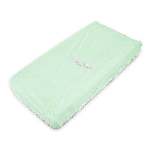 American Baby Company Heavenly Soft Chenille Fitted Contoured Changing Pad Cover, Mint, for Boys and Girls