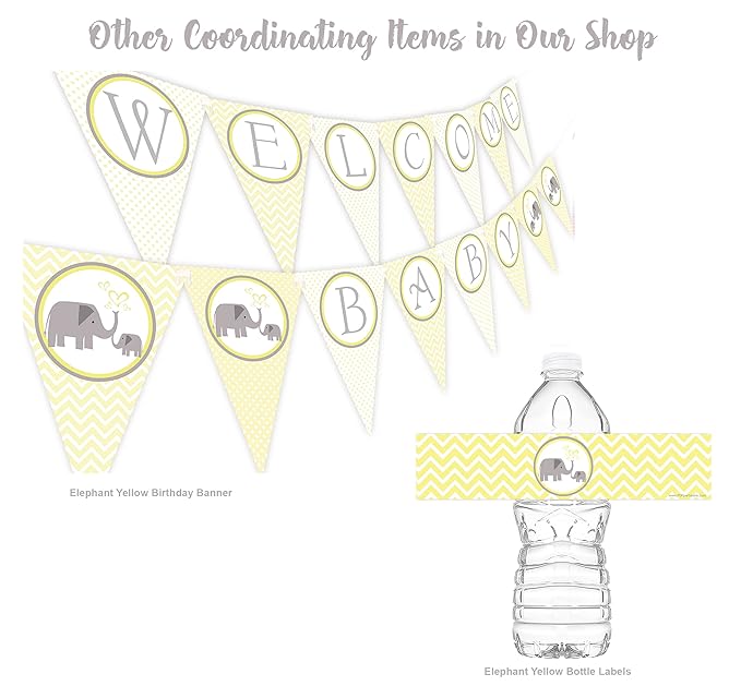 Little Elephant Blue Bottle Wraps - Set of 20 - Baby Shower Water Bottle Labels - Baby Shower Decorations - Made in The USA - Blue