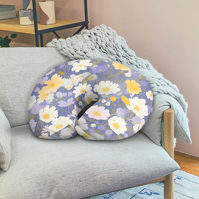 Purple Cosmos Nursing Pillow Cover Slipcover for Breastfeeding Pillows Soft Comfortable Watercolor Wild Flower Nursing Slipcover for Baby Boy and Girls