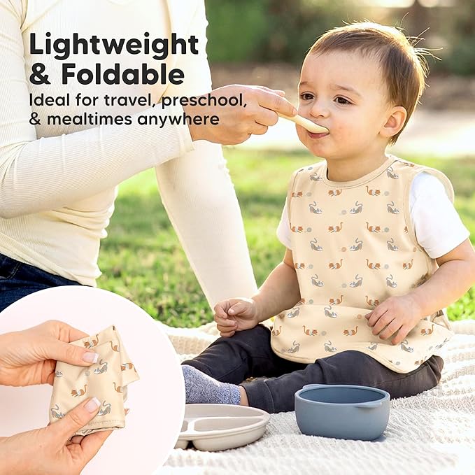 KeaBabies Waterproof Bibs for Baby Girl,Boy – 2-Pack Lightweight, Large Baby Bibs for Eating, Wearable Food Catcher, 6-12 Months Infant Feeding Essentials, Smock for Toddlers 1-3, Kids (Pets & Paws)