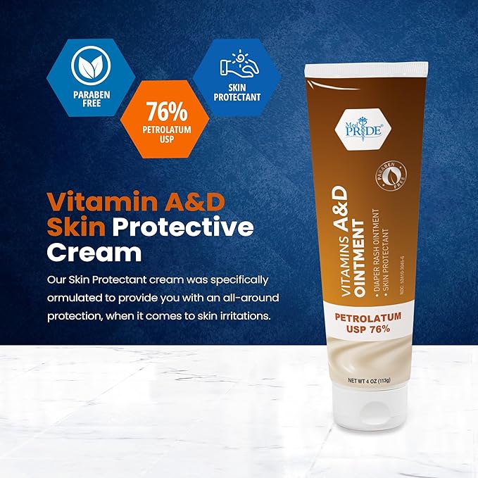 MedPride MPR-30456 Vitamins A and D Ointment, Diaper Rash Skin Protectant, 4 oz. Bottle