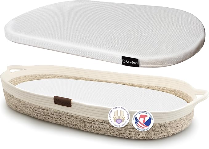 Yunioo Baby Changing Basket, Portable Diaper Changing Pad, Moses Basket for Newborns, Changing Table Topper for Baby Nursery, Waterproof Travel Pad Cover