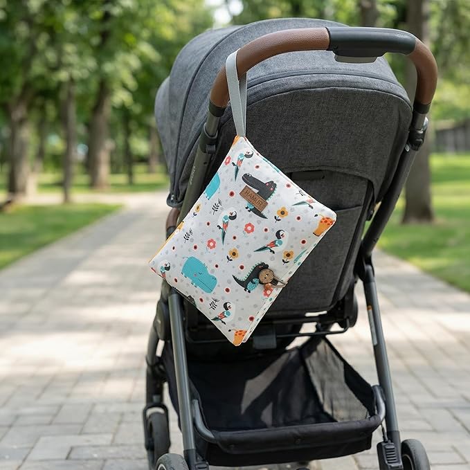 HAMUR Baby Diaper Bag Organizer – Compact & Foldable Stroller Pouch for Newborn Essentials | Travel-Friendly | Fits Boys & Girls (Animal)
