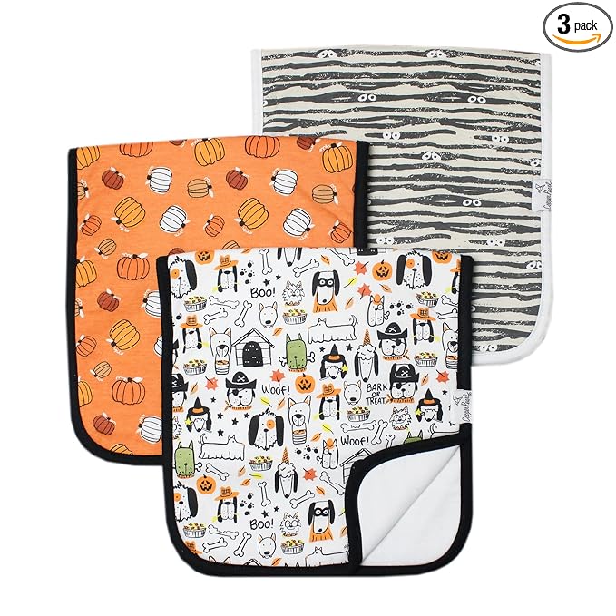 Copper Pearl Baby Burp Cloth Large 21''x10'' Size Premium Absorbent Triple Layer 3-Pack Gift Set Bones
