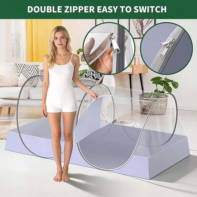 Extra Large Pop Up Mosquito Net,Soft,Comfortable,Sturdy Durable,and Breathable Mesh Tent,78x 41x 31In,Foldable and Easy To Carry,Mosquito Net for Bed,Adult Bedroom,Travel,Camping,Beach,Jungle Sleeping