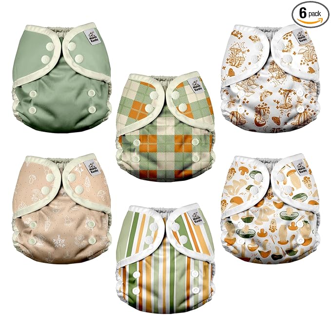 Mama Koala Reusable Adjustable Cloth Diaper Covers with Double Gusset for Girls and Boys, Snap Closure, Size S (Vibrant Mush-S)