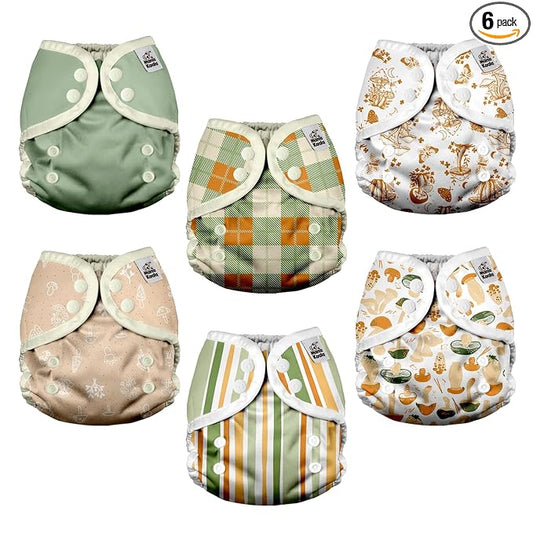 Mama Koala Reusable Adjustable Cloth Diaper Covers with Double Gusset for Girls and Boys, Snap Closure, Size S (Vibrant Mush-S)