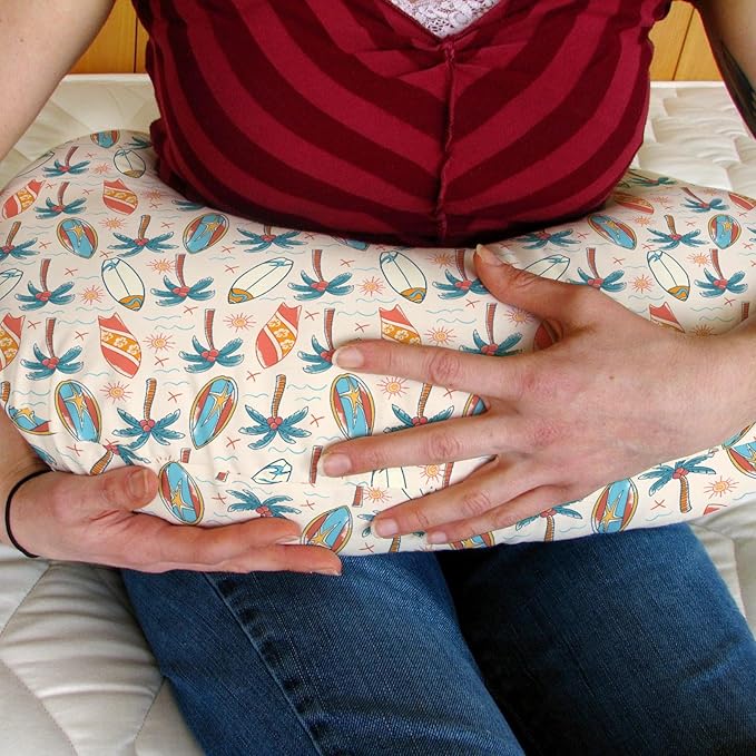 Retro Boho Surfing Baby Nursing Pillow Covers for Boy Girl Summer Surfboards Coconut Palm Trees Sun Nursery Pillowcase for Breastfeeding Pillows Beach Life Soft Stretchy Slipcovers for Newborn Infant