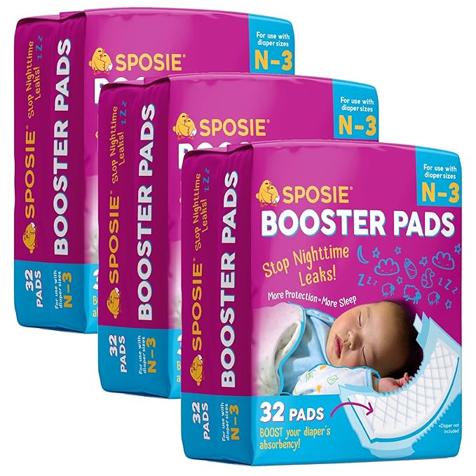 Sposie Diaper Booster Pads - Diaper Pads Inserts Overnight, Cloth Diaper Inserts and Overnight Diapers Size N-3 & 4-6, Diaper Liners Baby Products, Nighttime Diapers