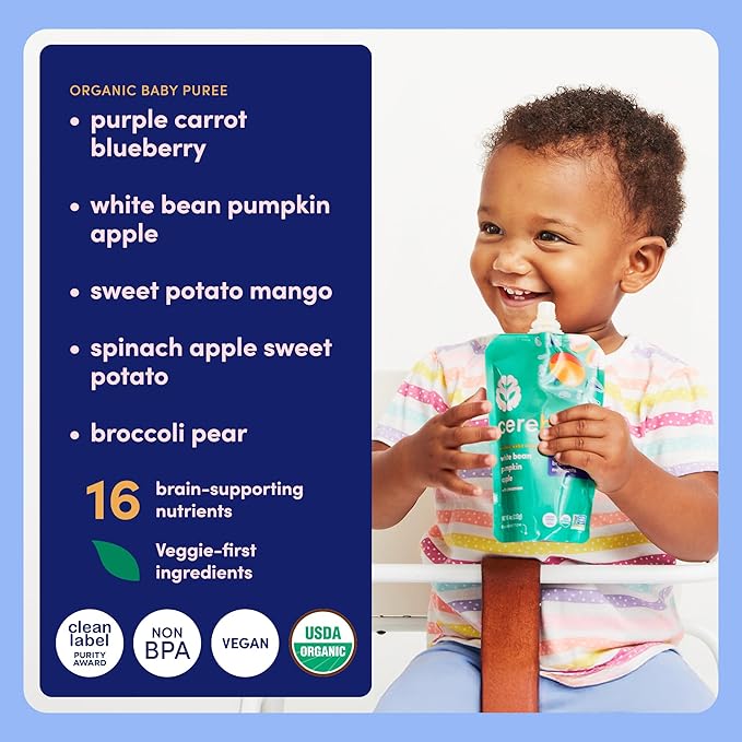 Cerebelly Organic Baby Food Pouches, Fan Favorite Variety Pack, No Added Sugar & Non-GMO, 4 oz, 18 Pack