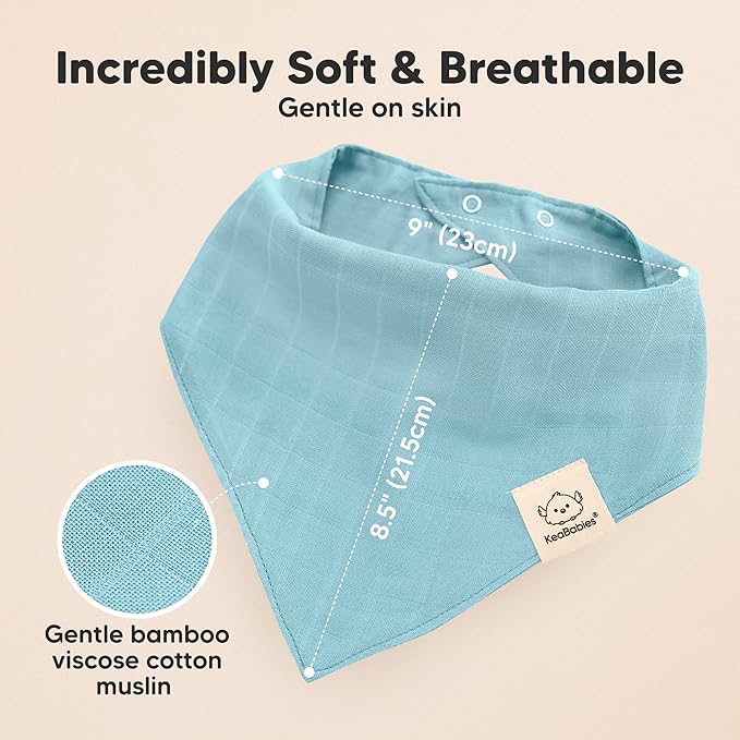 KeaBabies 8-Pack Muslin Baby Bibs for Boys, Girls - Muslin Bandana Drool Bibs for Baby Girl & Boy, Drooling Newborn, Teething Toddler, Infant 0-36 Months, Soft Cotton Extra Absorbent (Nimbus)