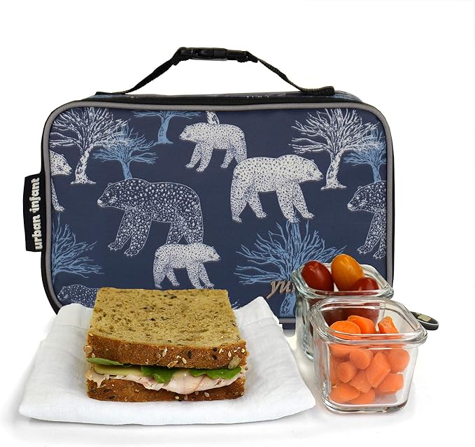 Urban Infant Yummie Kids Lunch Box Insulated Bag - Toddler Boys and Girls – Perfect for Daycare Preschool Travel Snacks – Allergy Alert Cards - Fits Bento Boxes - Bears