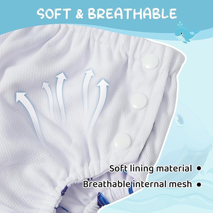 Durio Reusable Swim Diapers for Baby Toddler Newborn Washable Water Diapers for Swimming Beach Essentials