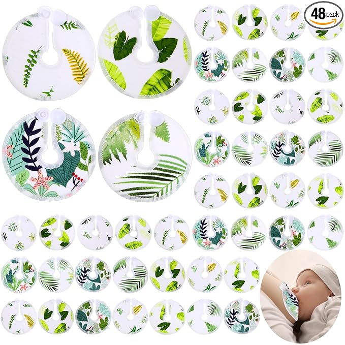 Threlaco 48 Pcs Gtube Button Covers Feeding Tube Pads Holder Abdominal Reusable Accessories Peg Tube Soft Absorbent Breast Feeding Pads Breastfeeding Support Nursing Care Stay Dry(Green Leaf)