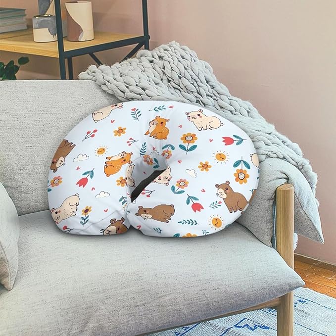 Forchrinse Cartoon Capybara Nursing Pillow Cover,Cute Breastfeeding Pillow Slipcover for Baby Girls/Boys,Soft Snug Fit Newborn Feeding Pillow Case