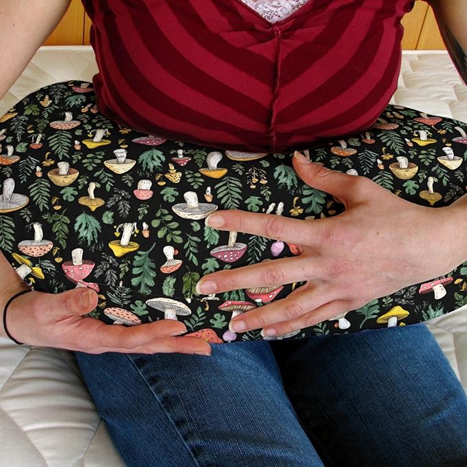 Colorful Mushrooms Green Leaves Baby Nursing Pillow Covers for Boy Girl Fall Mushroom Forest Nursing Pillowcase for Breastfeeding Pillows Autumn Soft Stretchy Slipcovers for Newborn Infant