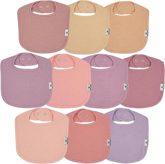 DiaperSquad's 100% Organic Cotton Baby Drool Bibs, Super Absorbent & Adjustable Baby Bibs for Drooling and Teething