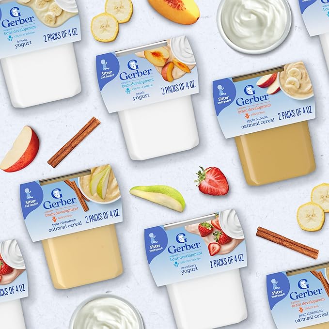 Gerber Stage 3 Baby Food, Strawberry Banana Yogurt Puree Tubs, Baby Puree, 2 Count 4oz (Pack of 8)