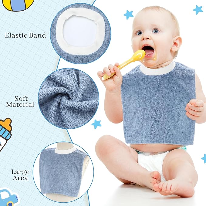 Foaincore 6 Pcs Pullover Baby Bibs Cotton Terry Toddler Absorbent Infant for Feeding and Drooling Towel Bib (Elegant Color)