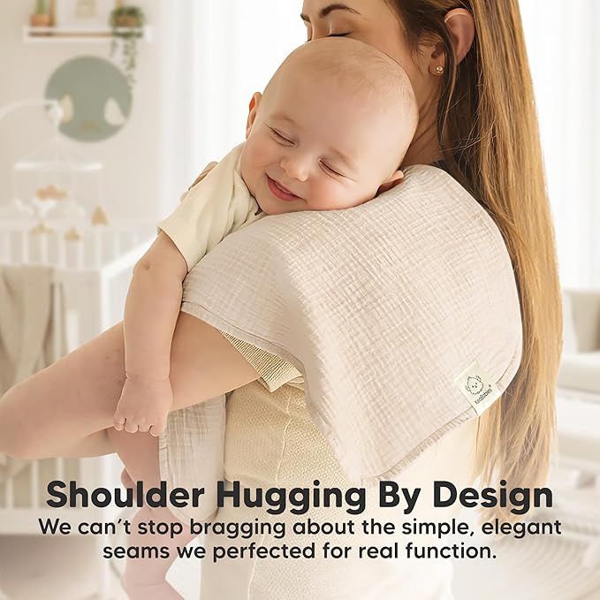KeaBabies Organic Muslin Burp Cloths Baby Boy, Girl – 10-Pack 100% Cotton Muslin Burping Cloths for Babies, Newborn, 21x10 Large & Absorbent Spit Up Rags, Baby Washcloth, Infant Towels (Ecru)