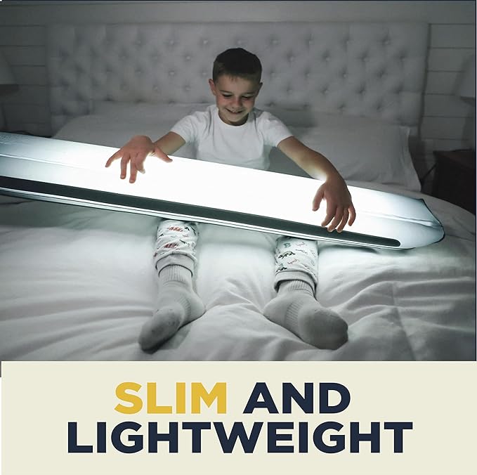 The Shrunks Inflatable Bed Rail for Toddlers |Built-in LED Lights | Blow-up Bed Bumper | Bed Rails for Any Size, Twin, King or Queen, with Non-Slip Grips | Bed Barrier for Toddler | Bed Guard | 1-Pack
