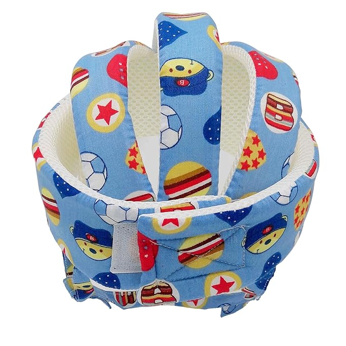 Baby Helmet Toddler Children Headguard Infant Head Cushion Protective Harnesses Cap Soft Adjustable Kid Hat Head Protector (Football Blue)