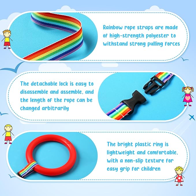 Berlune 36 Pack Walking Ropes Preschool Kids Child Toddlers Wrist Leash Walking Rope for Kids Colorful Line and Safety Loop Detachable Transition Rope for Children's School Kindergarten Outdoor Supply