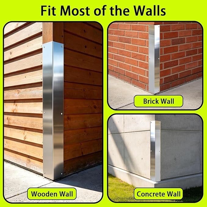 Pre-drilled Stainless Steel Wall Corner Guards 2x2x15.8 inch, Pack of 2 L Metal Wall Corner Protectors 304 Steel Corner Trim with 90° Angle Weed Whacking Protection for Outside Exterior Wall Repair