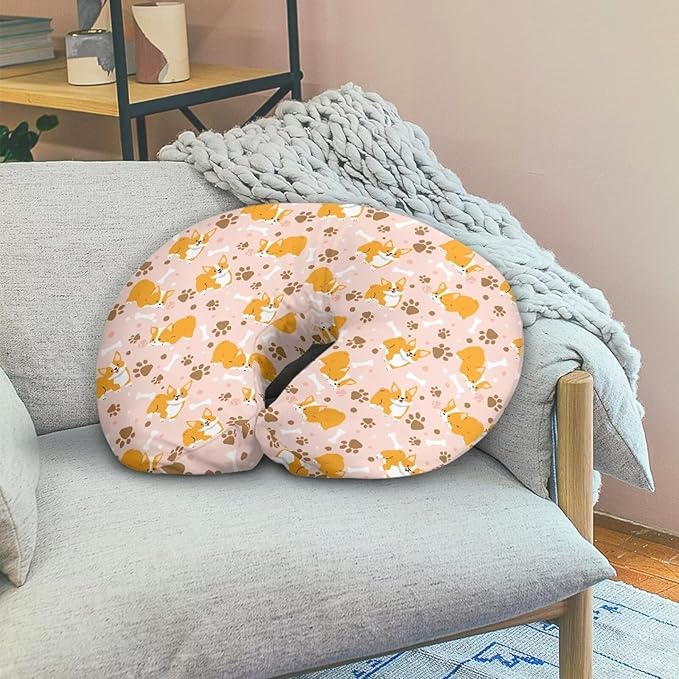 Cute Corgi Nursing Pillow Cover Breastfeeding Pillow Slipcover Hidden Zipper Design Feeding Pillow Cover U-Shaped Soft and Skin-Friendly