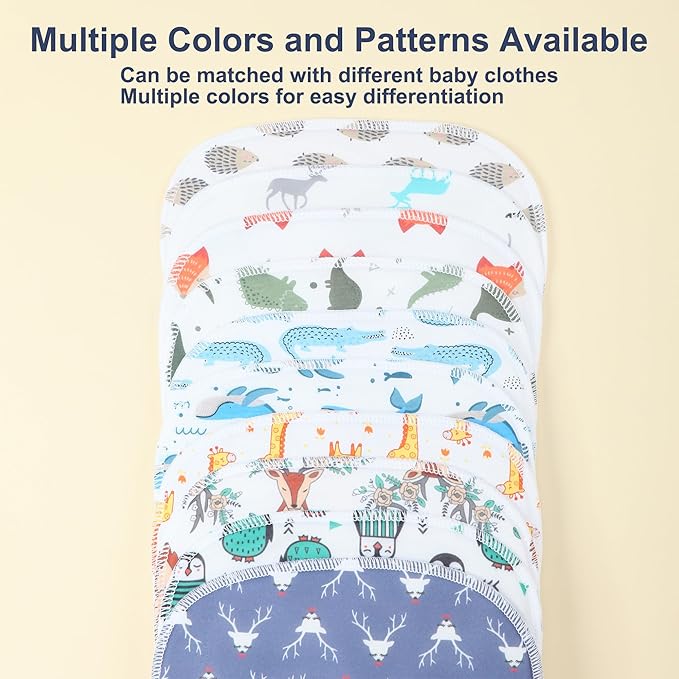 10-Pack Burp Cloths for Baby Boys and Girls - Organic Baby Burp Cloth,Baby Washcloths, Burp Rags, Large Neutral Burp Clothes for Newborn