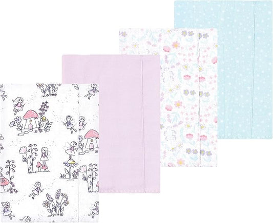 Luvable Friends Hudson Baby Flannel Burp Cloths 4pk, Garden Fairy Tale