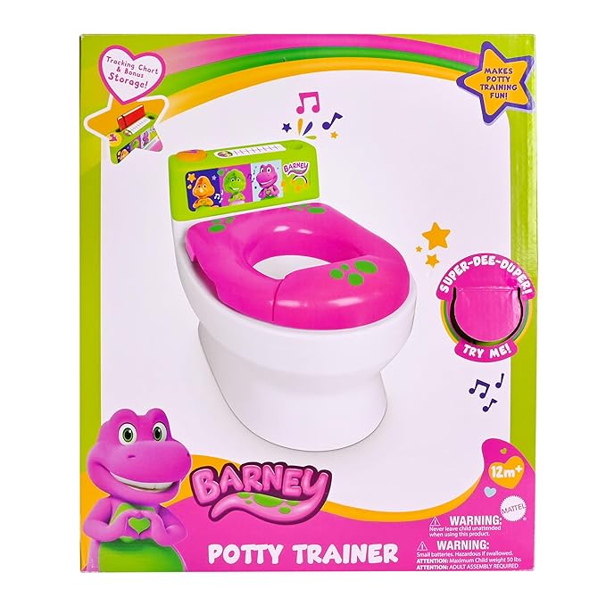 Barney Potty Trainer, Floor Potty Chair with Sounds, Removable Toilet Topper, Tracking Chart & Storage for Toddler Potty Training