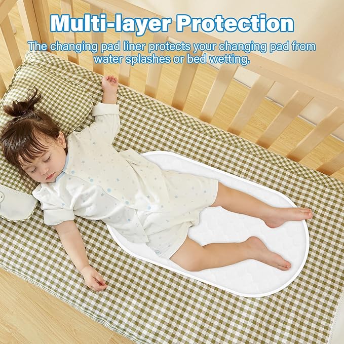 Baby Thicker Diaper Changing Quilted Pad Liner, Non-Slip 3 Pack Heavy Absorbency Reusable Incontinence Pads for Kids Changer Washable Underpads(YDYQ)