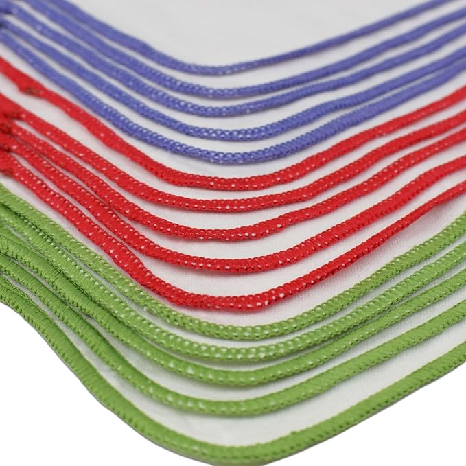 OsoCozy Bleached Flannel Cloth Baby Wipes - Reusable & Washable Saves Money - 100% Cotton - Soft and Durable - Colorful Stitching - 8 x 8 inches - Three 15 Packs