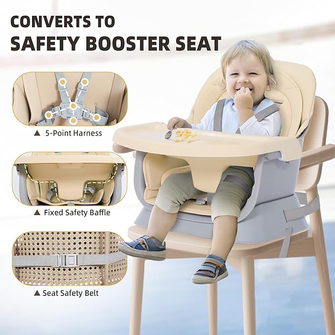 Baby High Chair, 8 in 1 Convertible Highchair, Booster Seat, Building Block/Activity Table, Stool, Feeding Chair with Dishwasher-Safe Tray, High Chairs for Babies and Toddlers (Coffee)