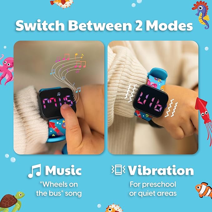 Potty Training Watch for Kids V2 – A Water Resistant Toilet Reminder Device for Boys & Girls to Train Your Toddler with Fun/Musical & Vibration Interval Reminder with Potty Training eBook (Ocean)